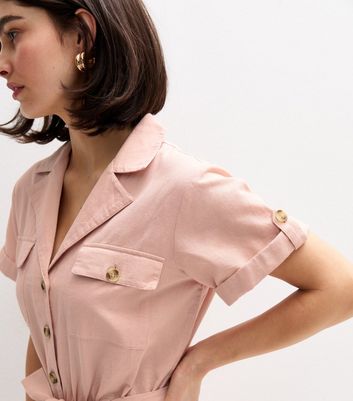 Pink Short Sleeve Belted Jumpsuit | New Look