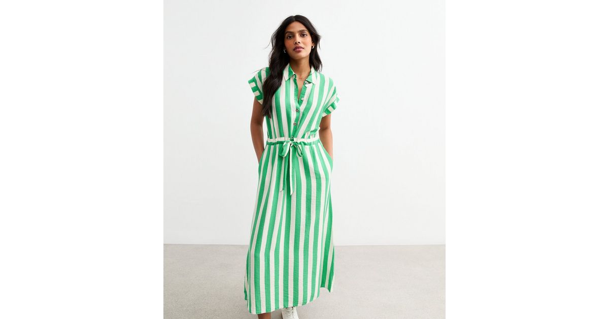 Easy T - Shirt Midi Dress - Green Stripe