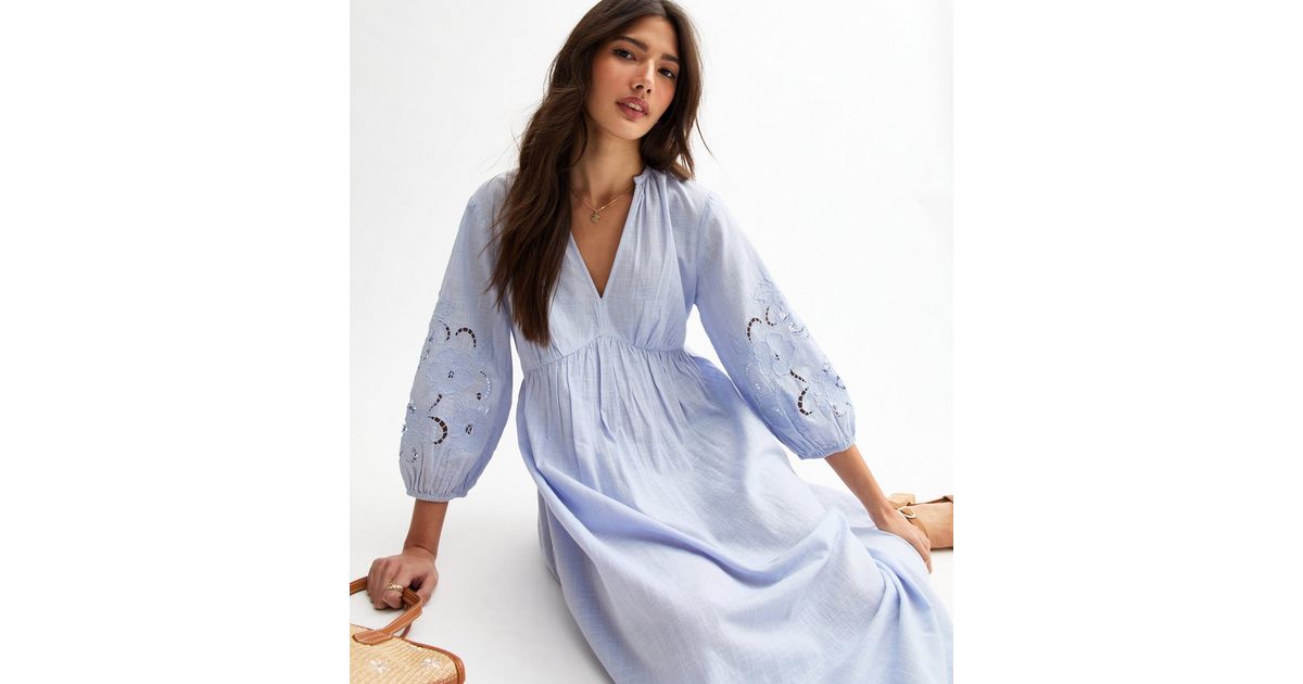 Broderie Anglaise Dress Light Blue 1