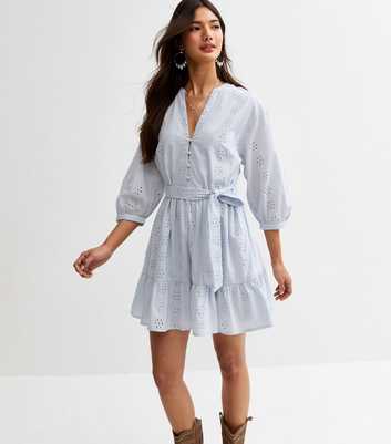 Light Blue Broderie Anglaise Mini Dress