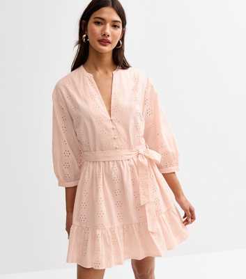 Light Pink Broderie Anglaise Mini Dress