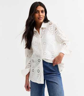 White Broderie Anglaise Long Sleeve Shirt