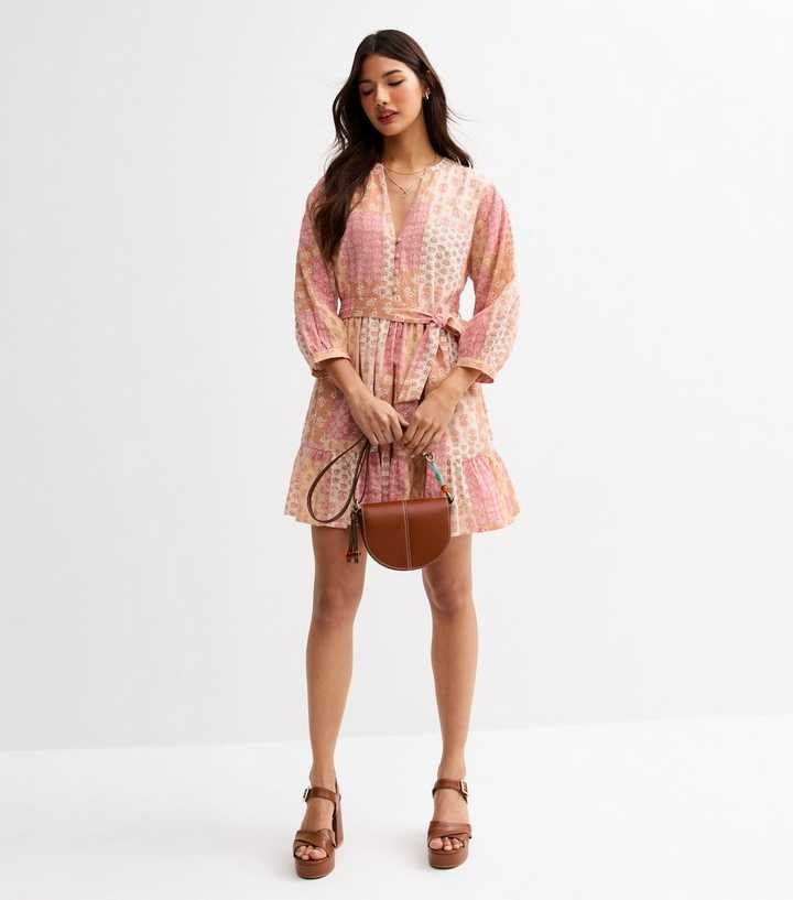 strapless open back dress Emilee Mini Dress Pink Floral