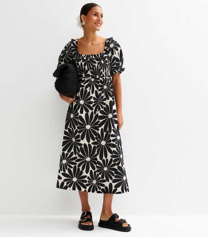 black dress with daisies Daisy Print Midi Color:BAY LEAF MULTI Simply style with sandals new_collection satin with lace wedding