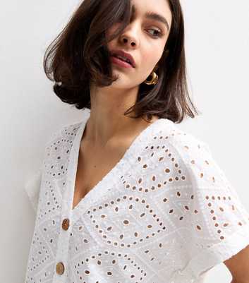 White Broderie Anglaise Short Sleeve Shirt