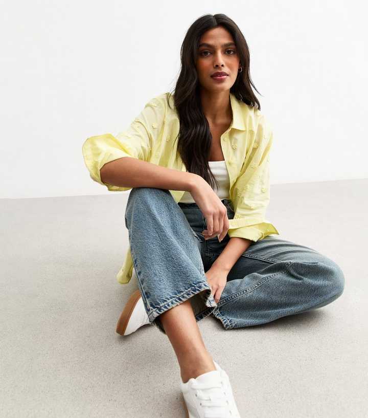 Yellow Daisy Embroidered Cotton Shirt