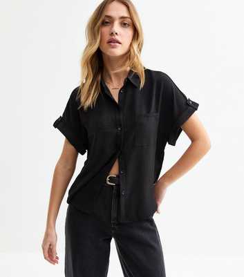 Black Double Chest Pocket Shirt