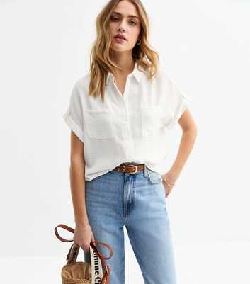 White Short Sleeve Chest Pocket Shirt