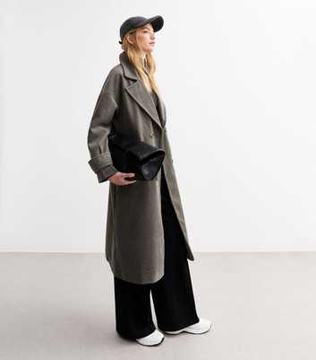 Gini London Grey Longline Twill Coat