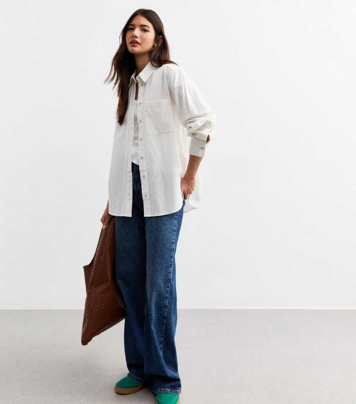 White Long Sleeve Cotton Linen Shirt 