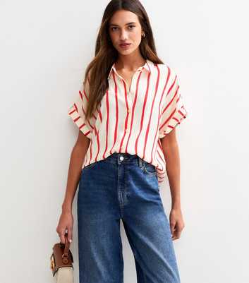 Red Striped Short Sleeve Shirt