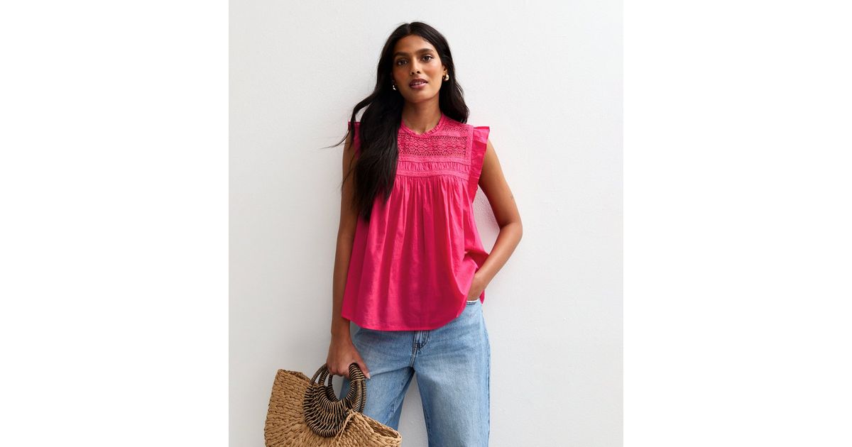 Pink Solid Sleeveless Top