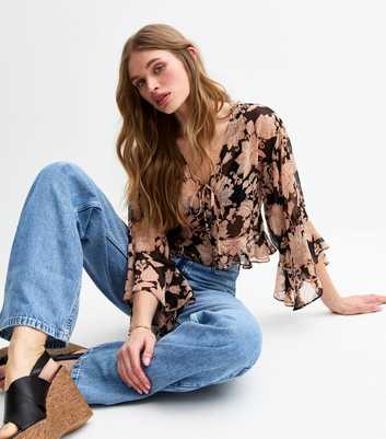 Pink Paisley Print Crinkled Chiffon Blouse