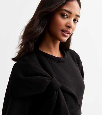 Gini London Black Oversized Bow Jersey Jumper