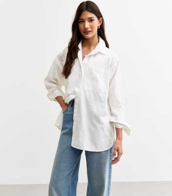 White Daisy Embroidered Shirt