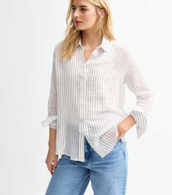Tall White Stripe Print Long Sleeve Shirt