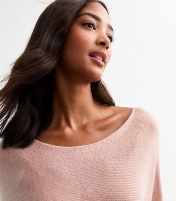 Gini London Pink Oversized Batwing Ribbed Jumper New Look