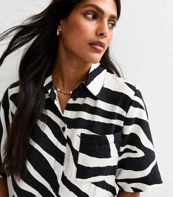 Black Zebra Print Oversized Shirt
