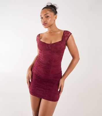 Pink Vanilla Burgundy Lace Mini Dress