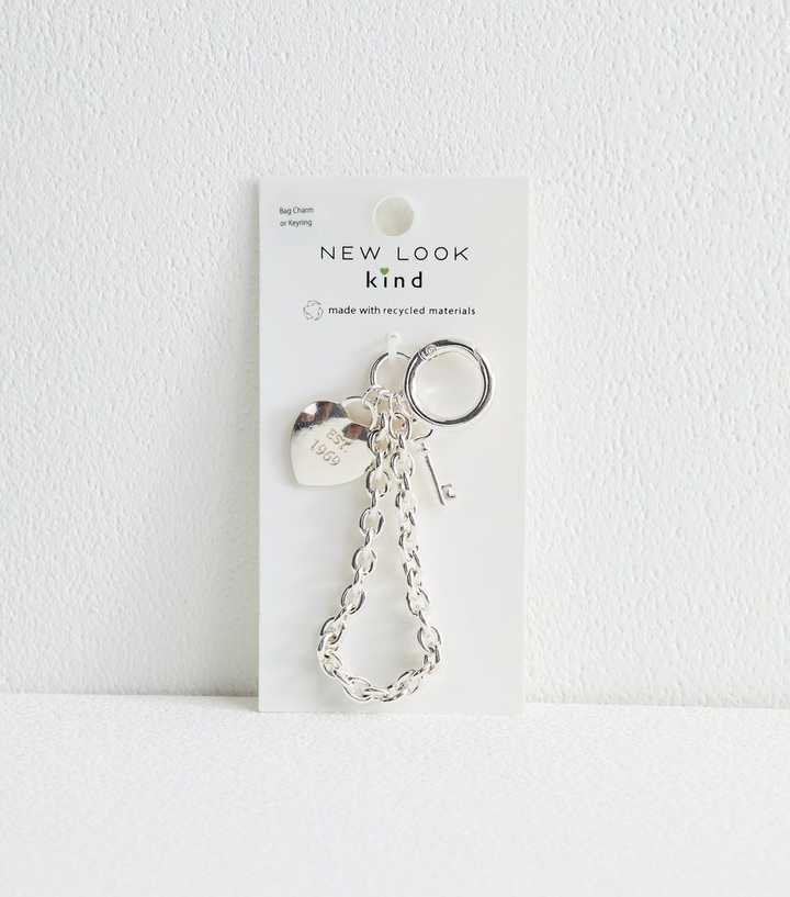 Silver Heart Padlock Bag Charm 