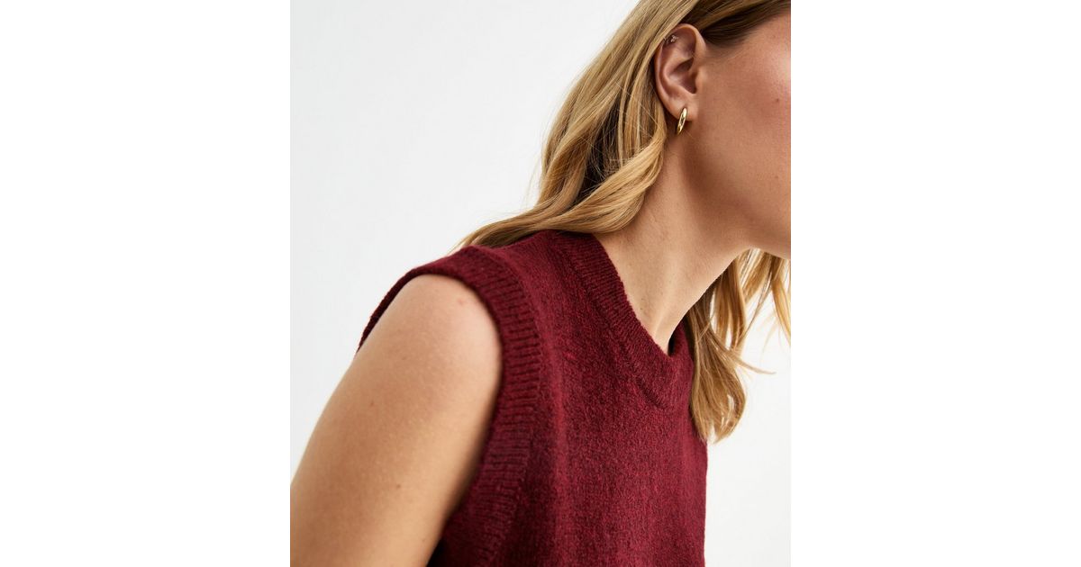 Knit Vest Blazer - Burgundy main image 1