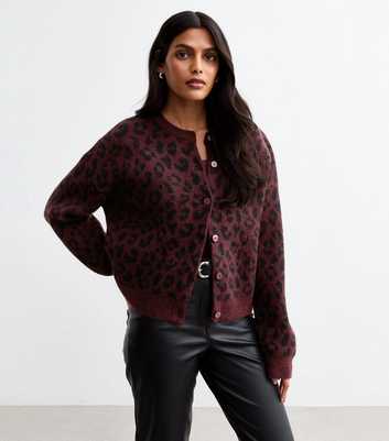 Red Animal Print Knitted Cardigan