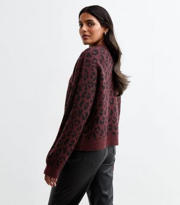 Red Animal Print Knitted Cardigan