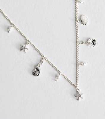 Silver Tone Shell Charm Necklace