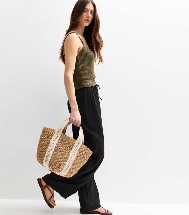 Black Crinkled Wide Leg Trousers