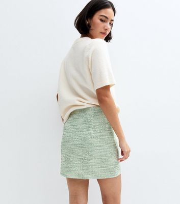 Green Metallic Boucle Mini Skirt | New Look