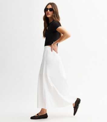 White Pleated Midi Skirt