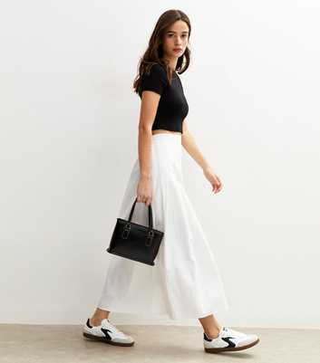 White Pleated Midi Skirt