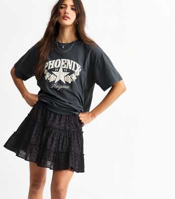 Black Broderie Anglaise Tiered Mini Skirt