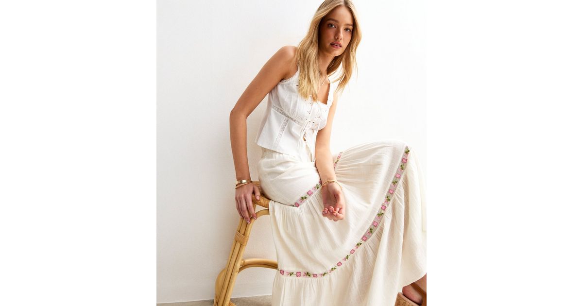 Mitra Skirt in Off White/Navy main image 1