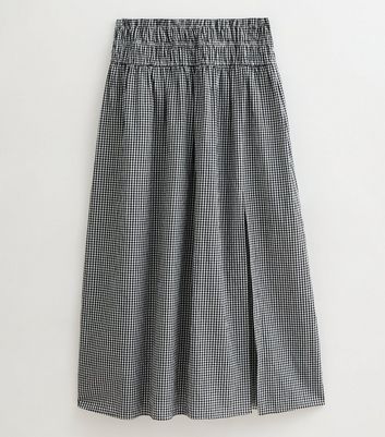 Black Gingham Check Slit Hem Maxi Skirt | New Look