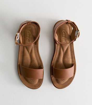 Tan Brown Faux Suede Open Toe Sandals