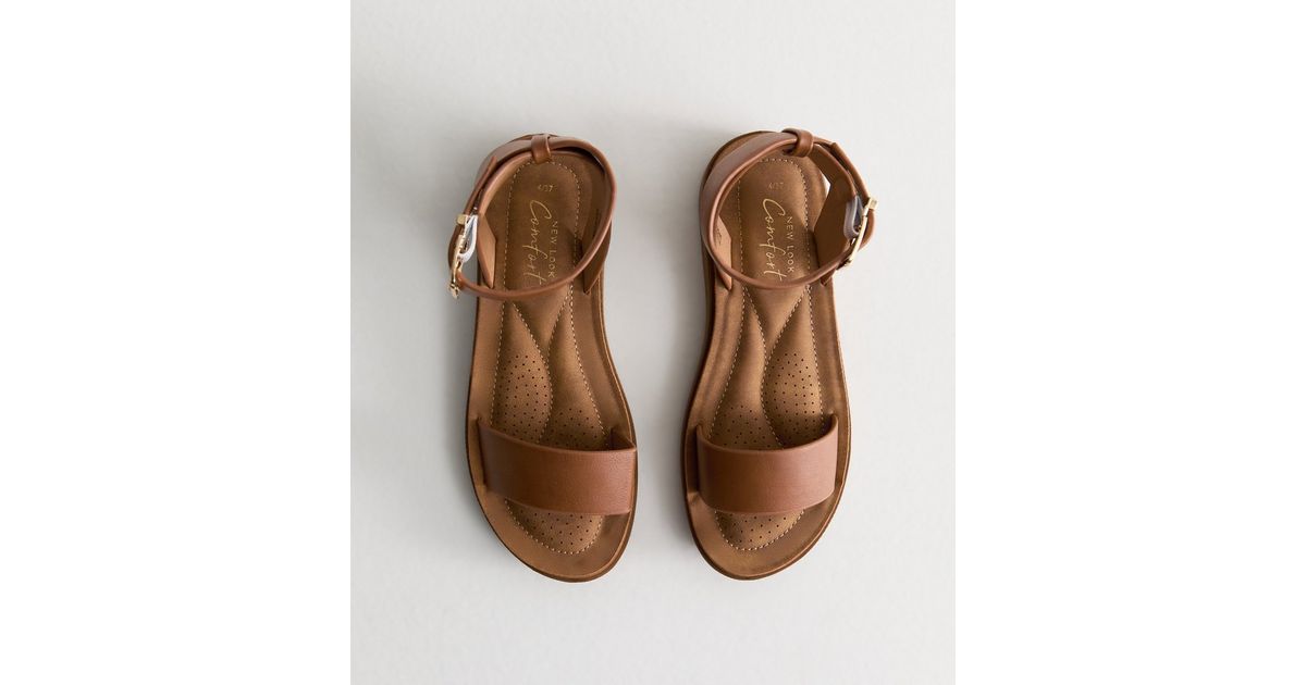 Tan Brown Faux Suede Open Toe Sandals | New Look