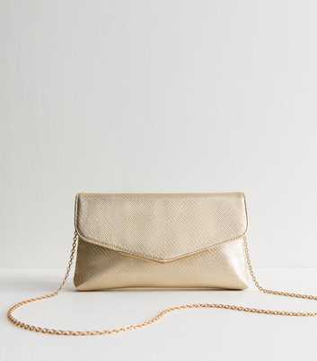 Gold Faux Leather Envelope Clutch