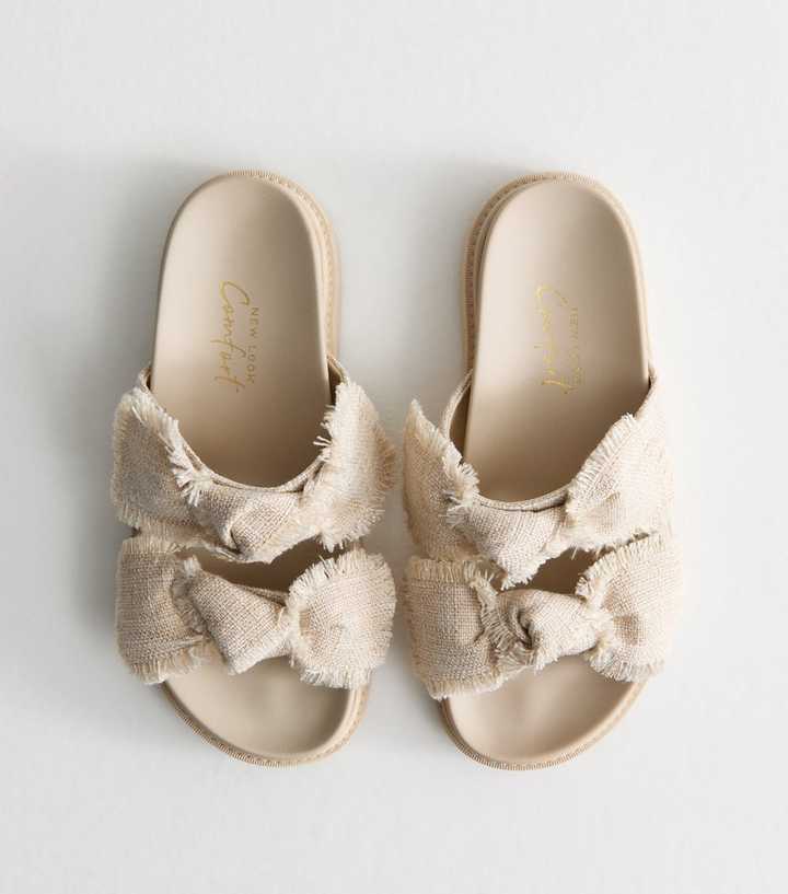 Cream Knotted Strap Sandals
