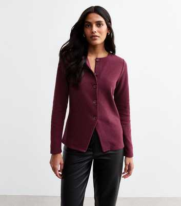 Burgundy Soft Touch Crew Neck Cardigan