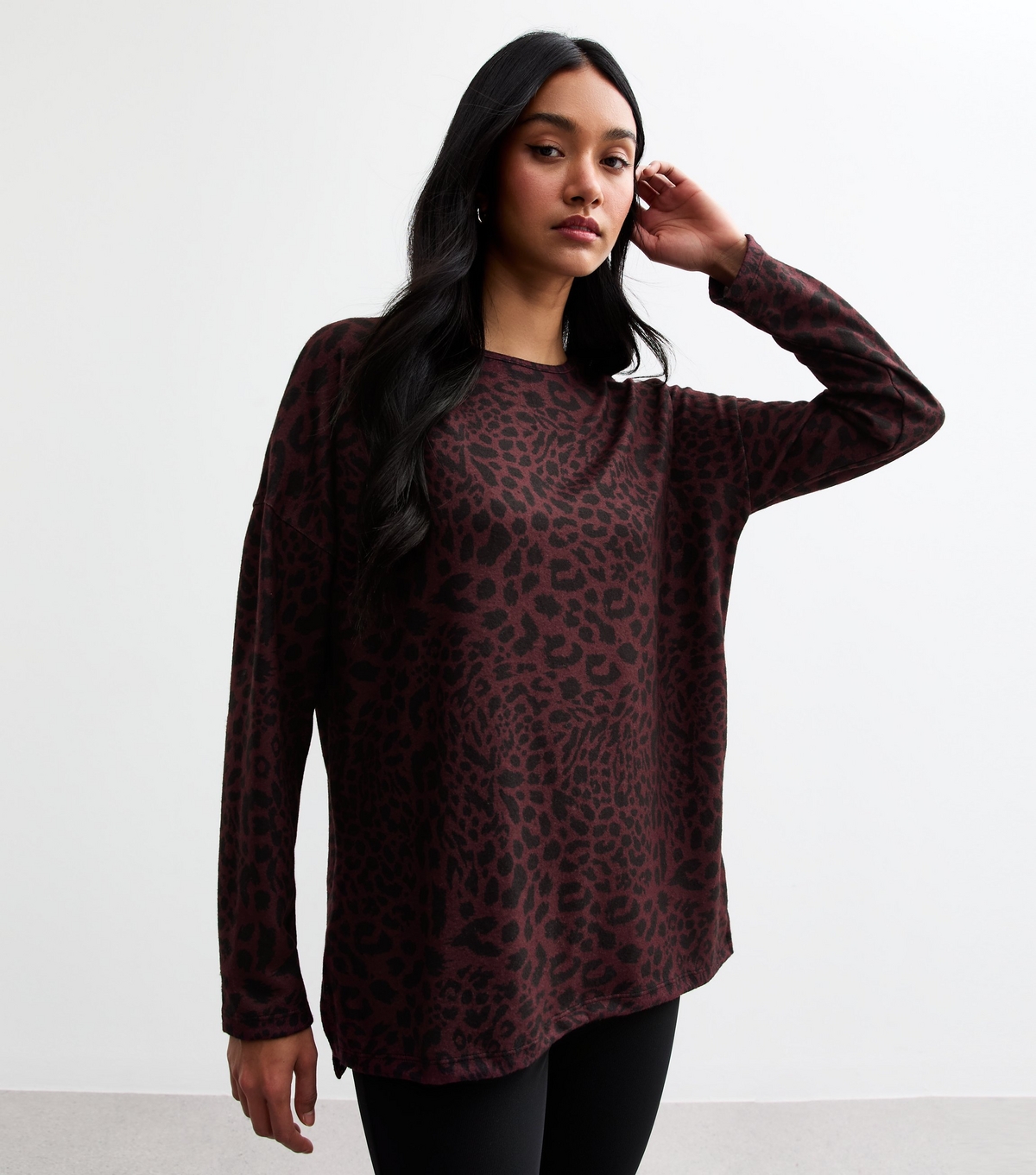 Women's Soft Touch Red Animal Print Step Hem Top New Look