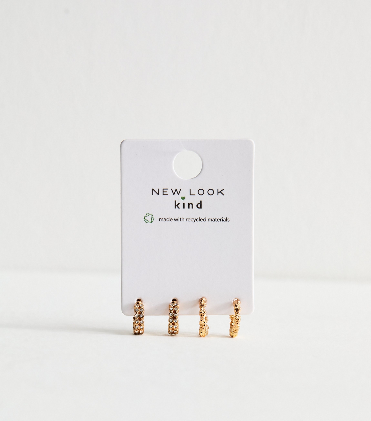 Pack Of 2 Gold Tone Embellished Hoop Earrings New Look