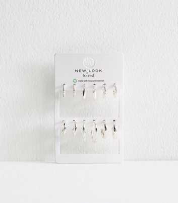 Silver Tone Pack of 6 Textured Hoop Earrings