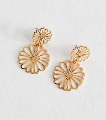 Gold Tone Floral Cutout Earrings