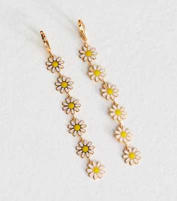 Gold Tone Daisy Drop Earrings