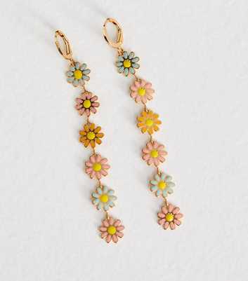 Gold Tone Daisy Drop Earrings