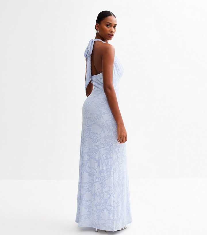 slim fit dress slacks Palatial Pink Border Print Halter-Neck Cowl Maxi Dress – Club L London