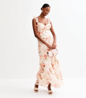Cream Vintage Floral Print Chiffon Maxi Dress | New Look
