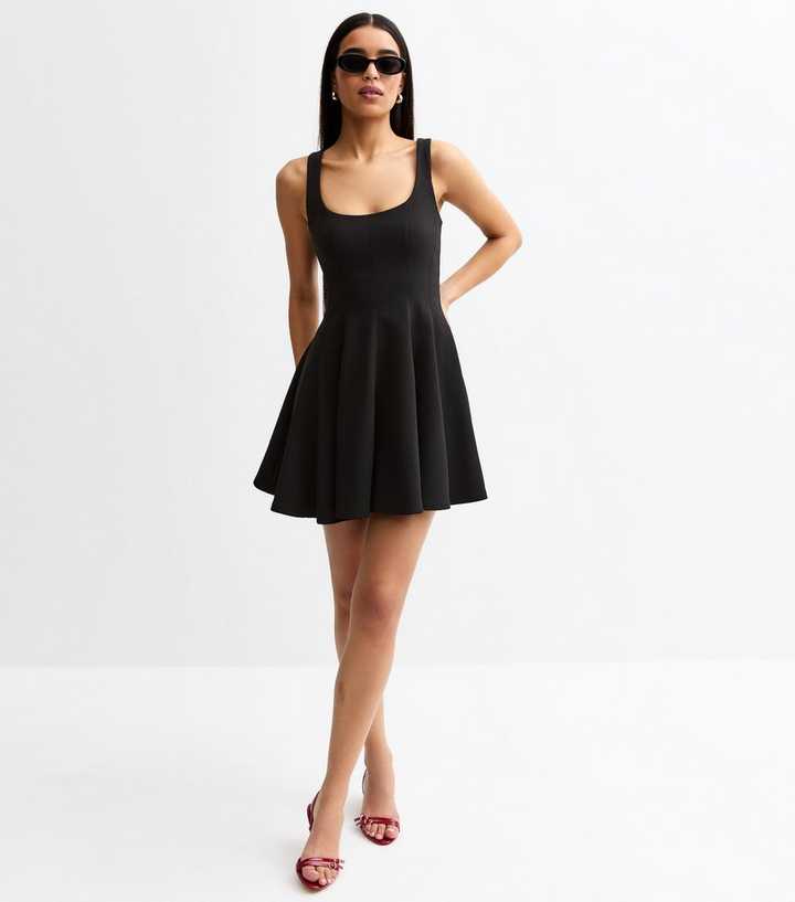 Black Square Neck Flared Mini Dress | New Look Black Square Neck Flared Mini Dress | New Look