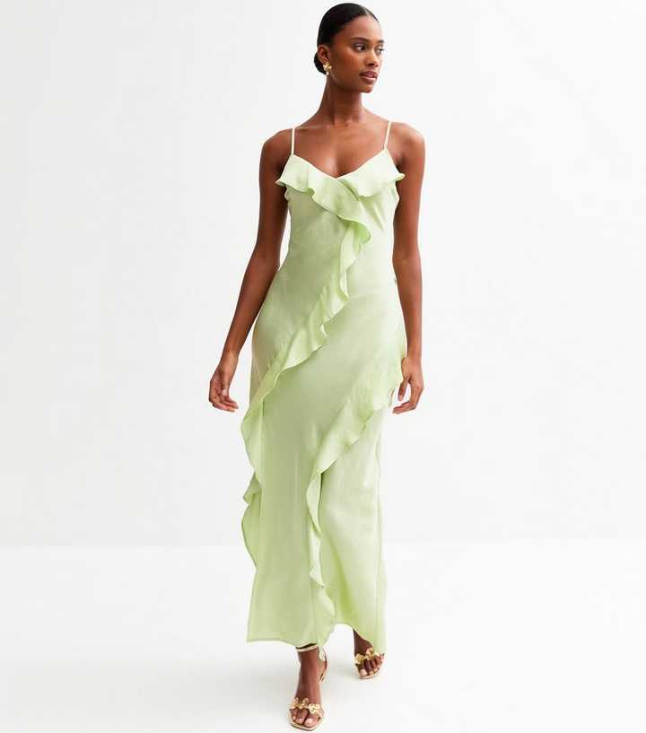 green ruffle dress maxi Lace & Beads Carpathia Emerald Green Ruffle Maxi Dress – Love My Apparel main image 0
